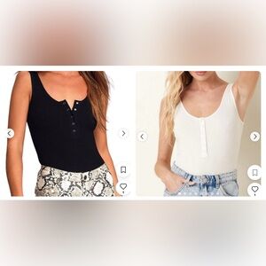 Wild Fable (Target) - Ribbed Tank Bodysuits in Black & White, XS